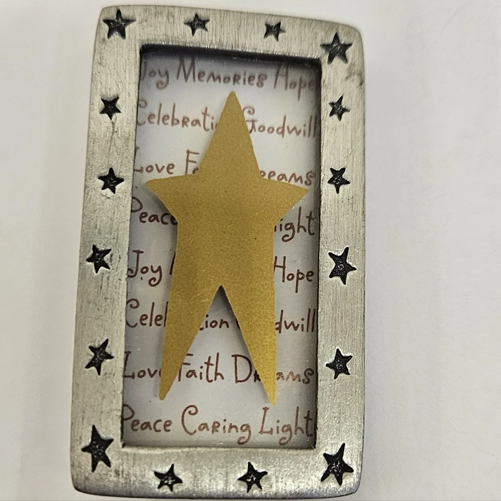 Hallmark Shadow Box Pendant Brooch Pin Star Inspirational Words Peace Faith Love